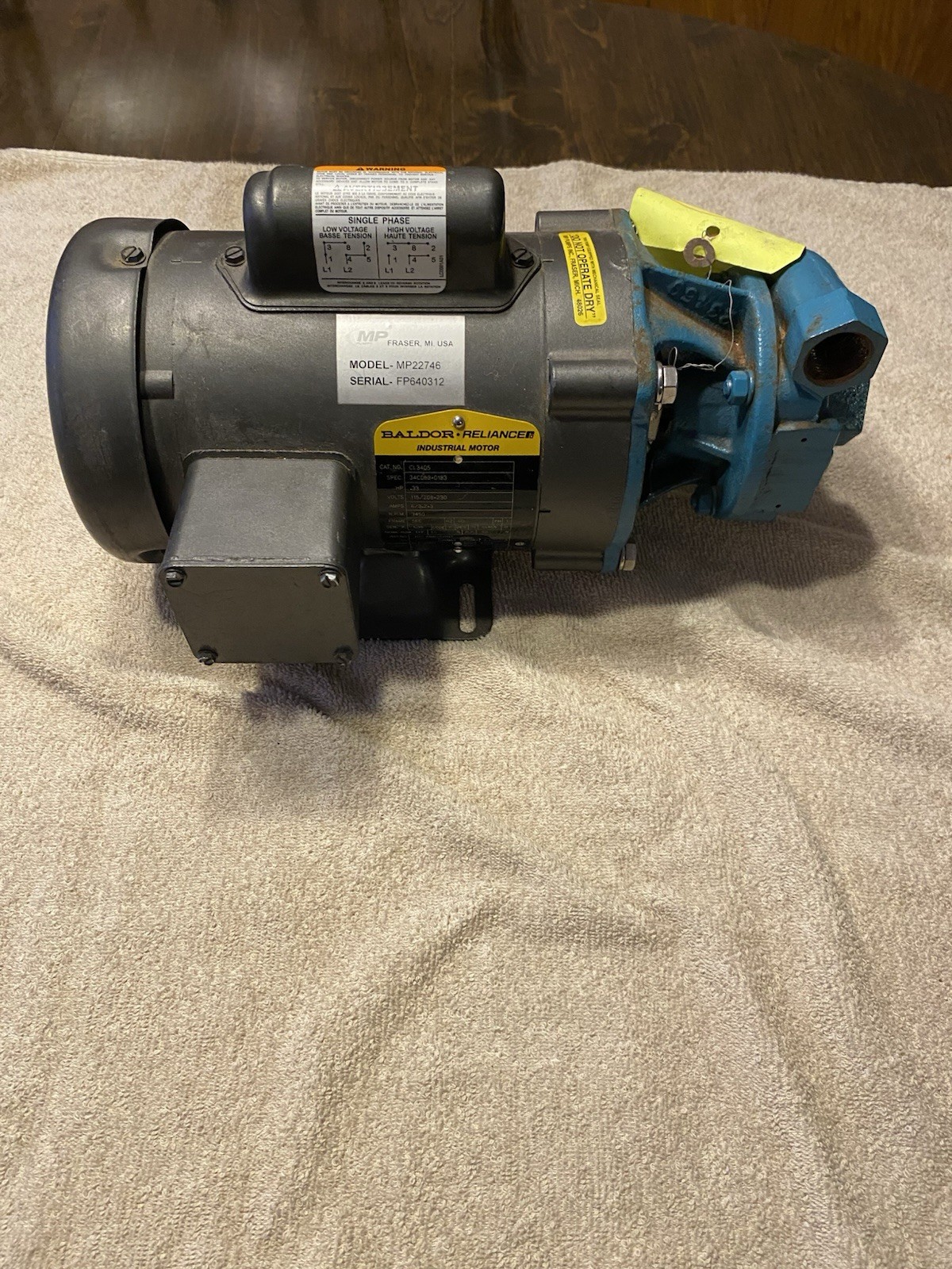 New MP Model MP22746 22746 Pump/Motor Baldor CL3405