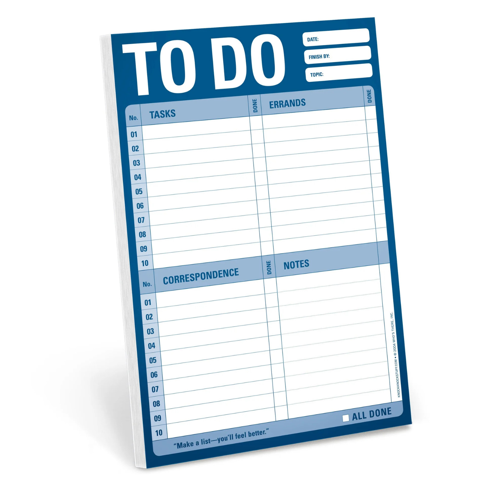 KNOCK KNOCK To Do Pad – To Do List Note Pad, 6 x 9 inches, Blue