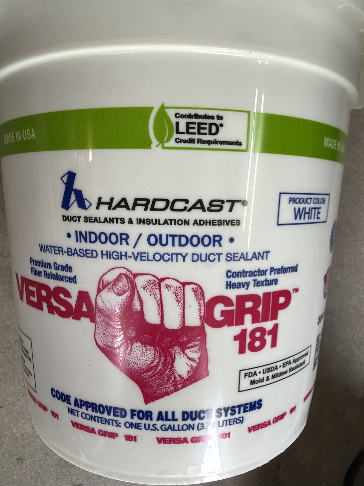 Hardcast 304138 Versa Grip 181 Fiber Duct Sealant Indoor outdoor 1 Gallon Pail