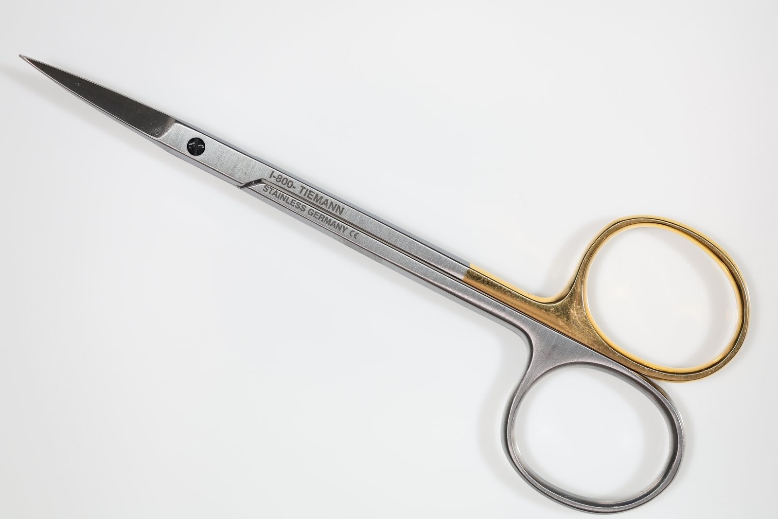 Tiemann 105-407SC-TC Supercut Iris Scissors, Curved, S/S, TC, Serrated, 4-1/2in