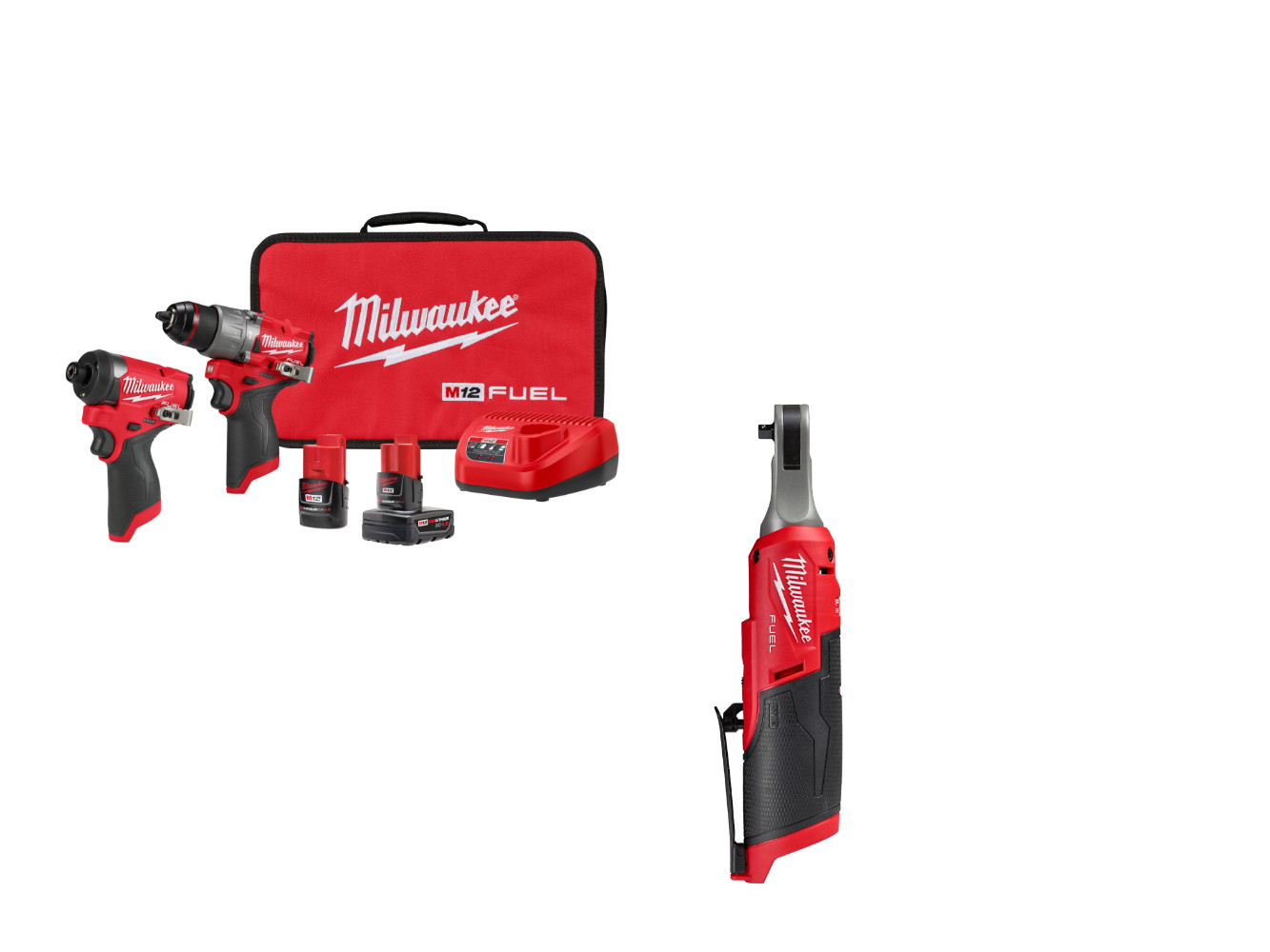 Milwaukee 3497-22HSR M12 FUEL 12V 2-Tool Combo Kit w/ M12 1/4″ Ratchet
