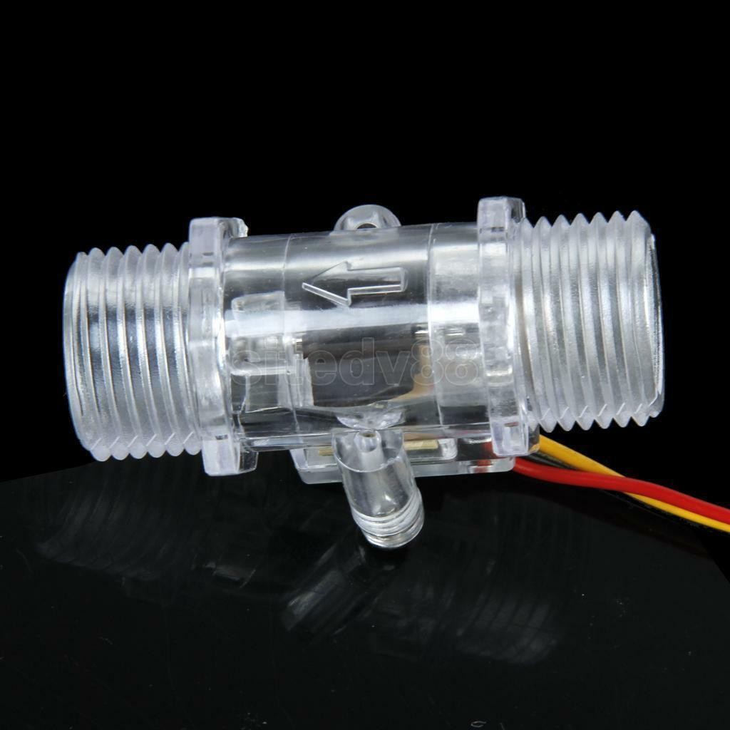 1-30L/min G1/2″ Water Flow Hall Sensor Switch Flow Meter Flowmeter Counter Clear