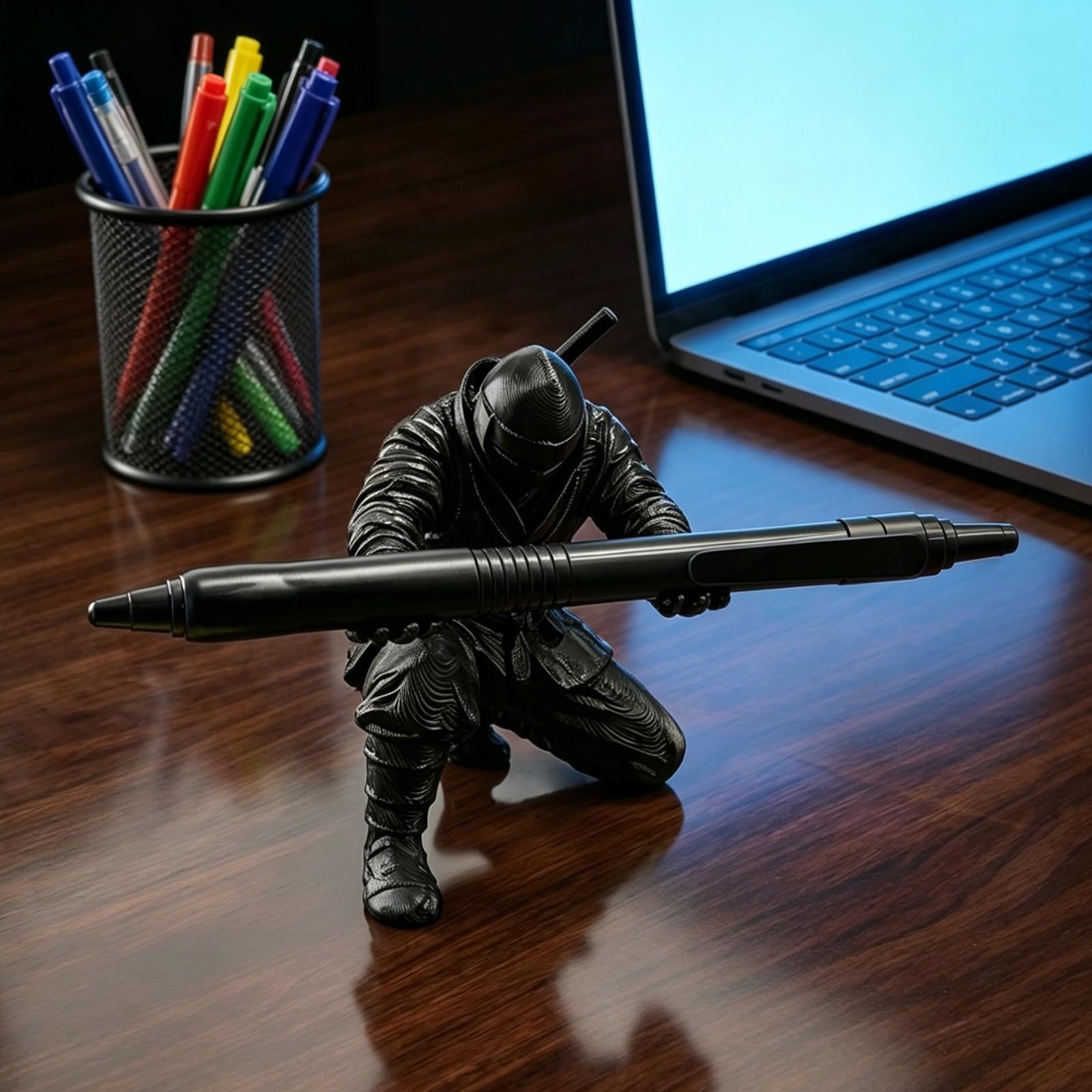3D Printed Ninja Pen Holder – Cool Ninja Figurine Pen Stand, Decorative Desk …