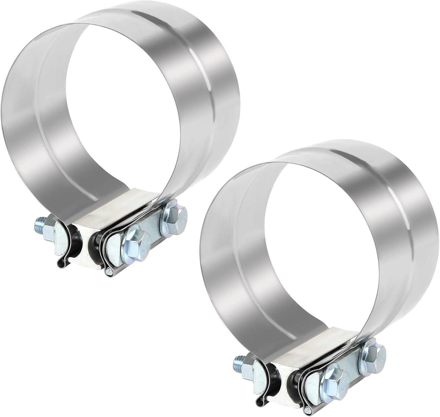 2 Pack 4″ Lap Joint Band Clamp Exhaust Muffler Sleeve Coupler Stainless Steel