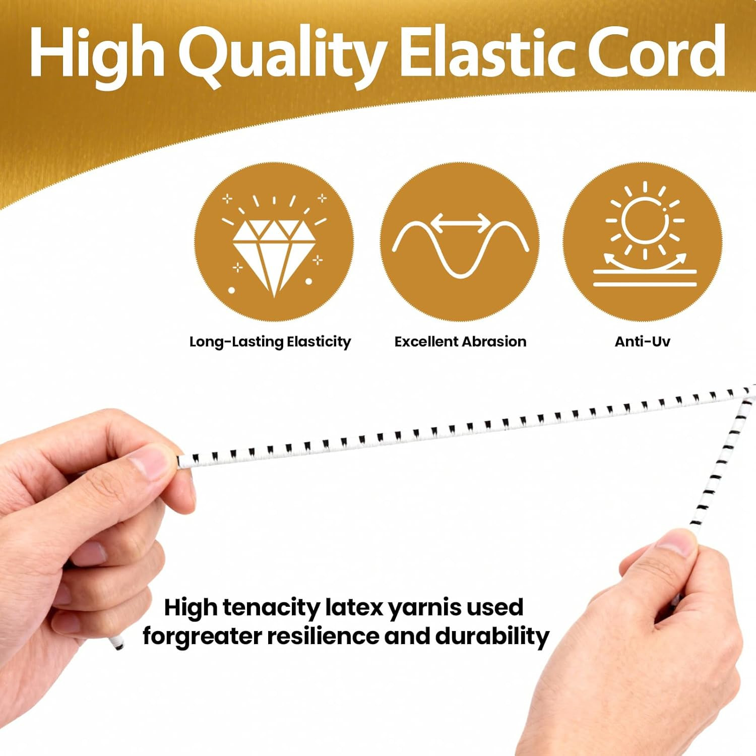 Bungee Cord Roll 1/8 Inch X 100 Feet, White Black Heavy Duty Elastic Shock Cord