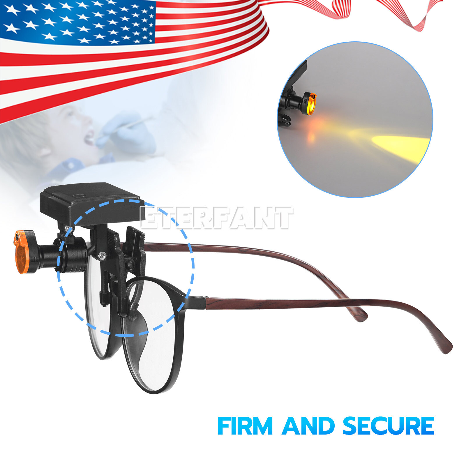 ETERFANT 5W Wireless Dental LED Headlight W/Filter for Binocular Loupe Glasse US