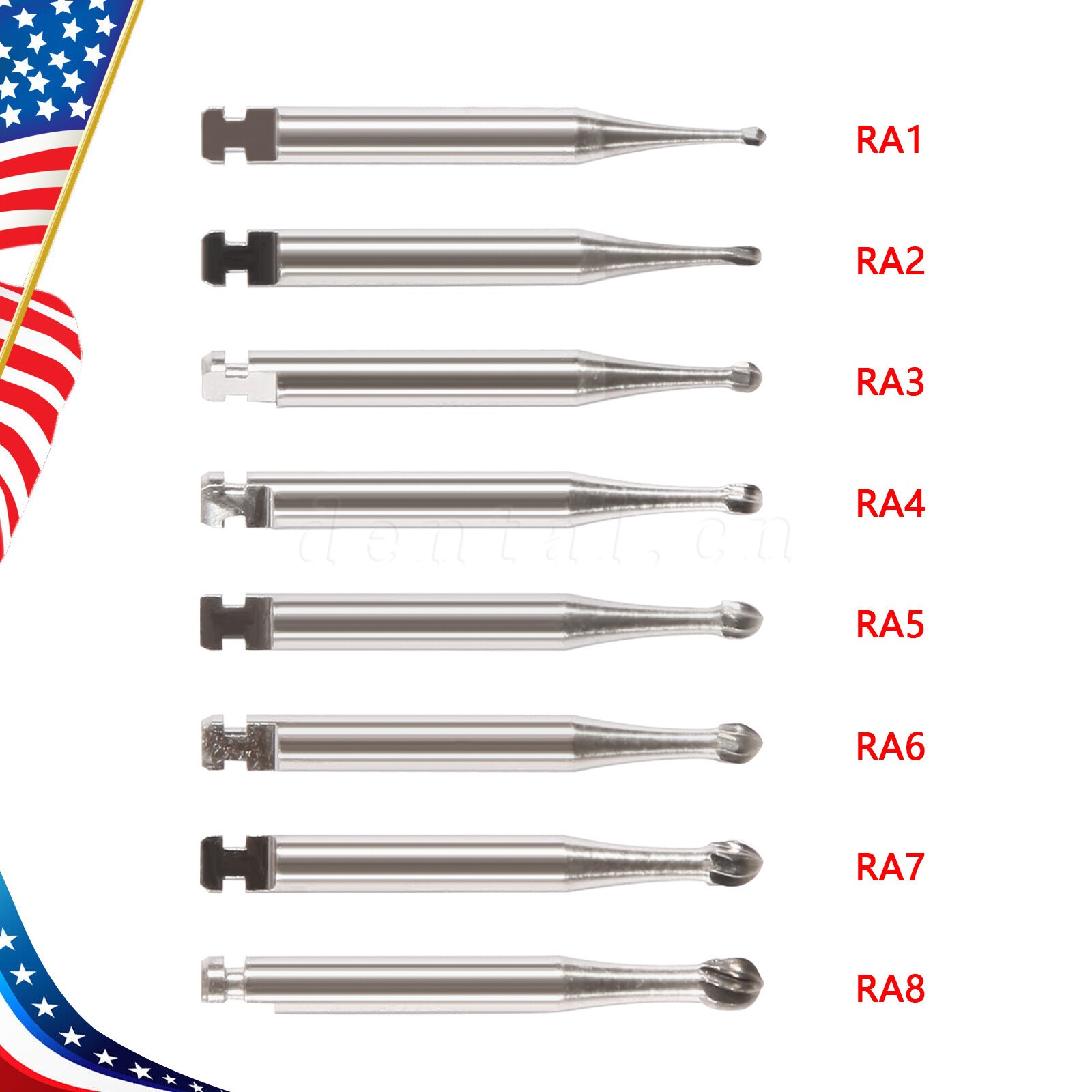 Dental Round Carbide Bur for Slow Speed Latch Type Handpiece RA 1# – 8# Burs