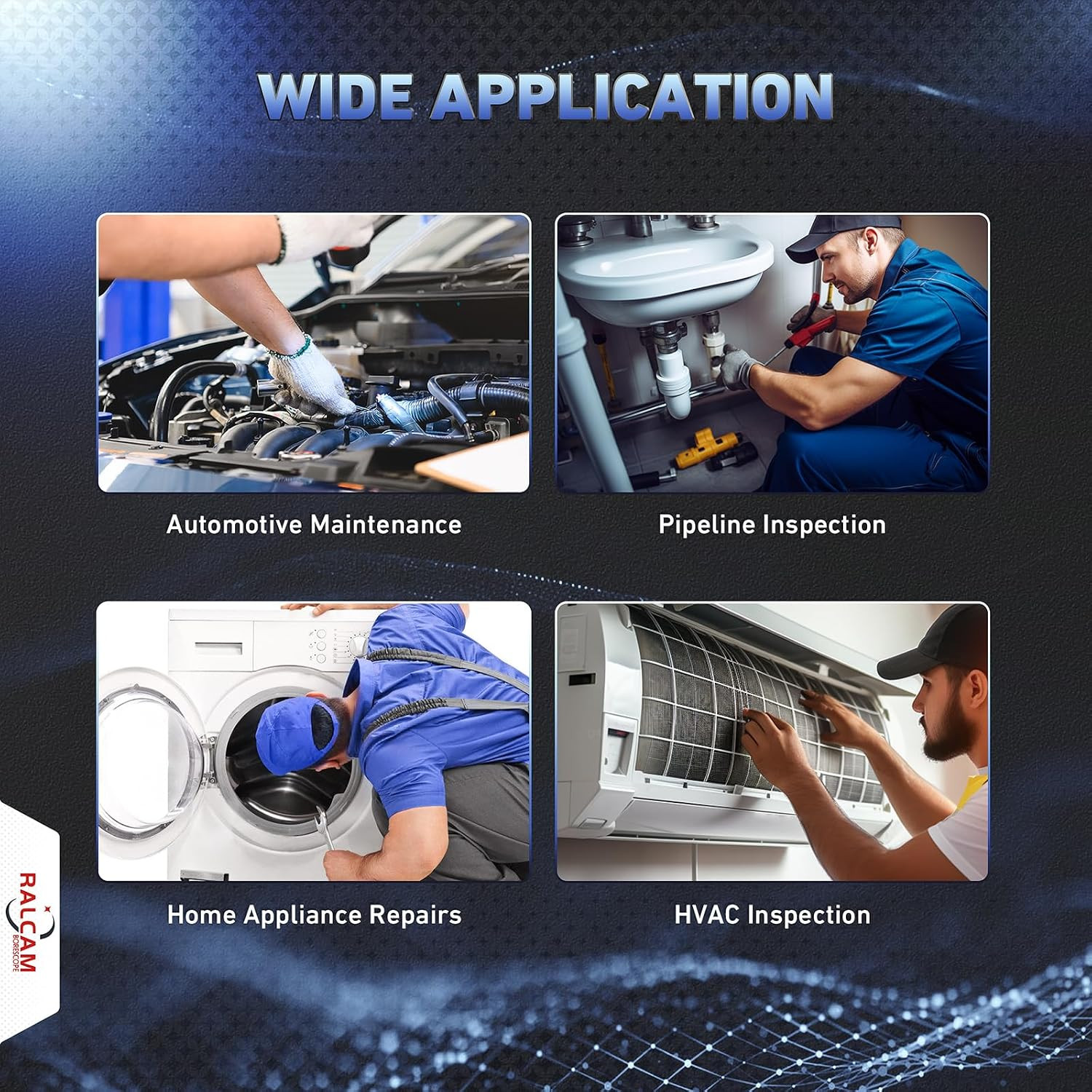 360° Articulating Borescope, 6.2Mm/0.24In Slim Probe, 4X Zoom, Joystick 4 Ways E