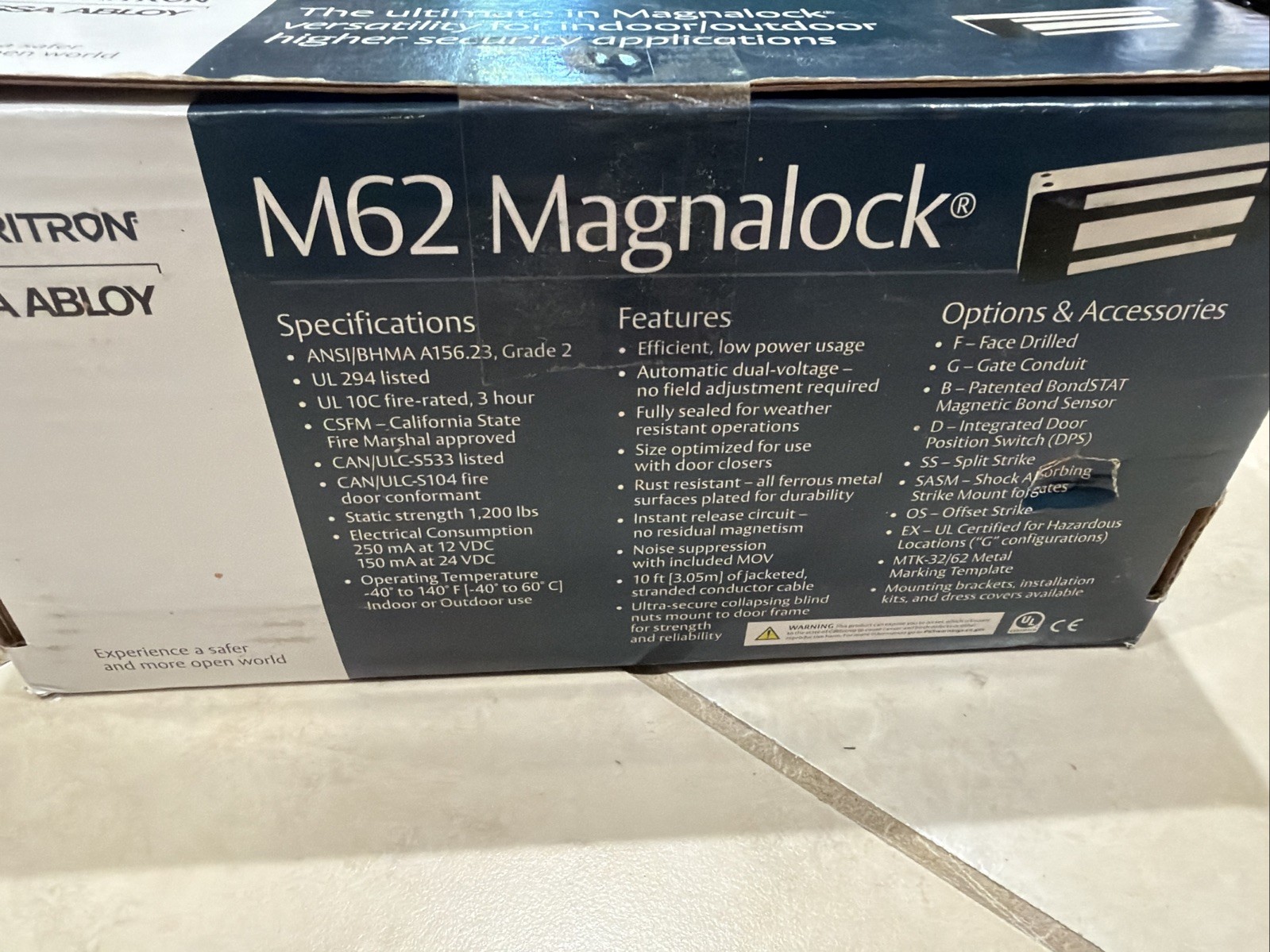 Securitron M62FG-SASM Assa Abloy Direct Mounted Magnalock 1200 LBS 12/24 VDC NEW