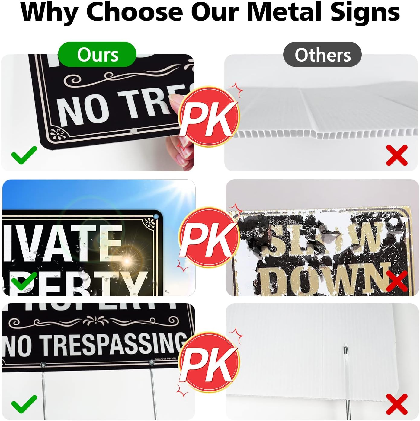 3 Pack No Trespassing Signs Private Property Sign 12×8 inches, 12″×8″ 3