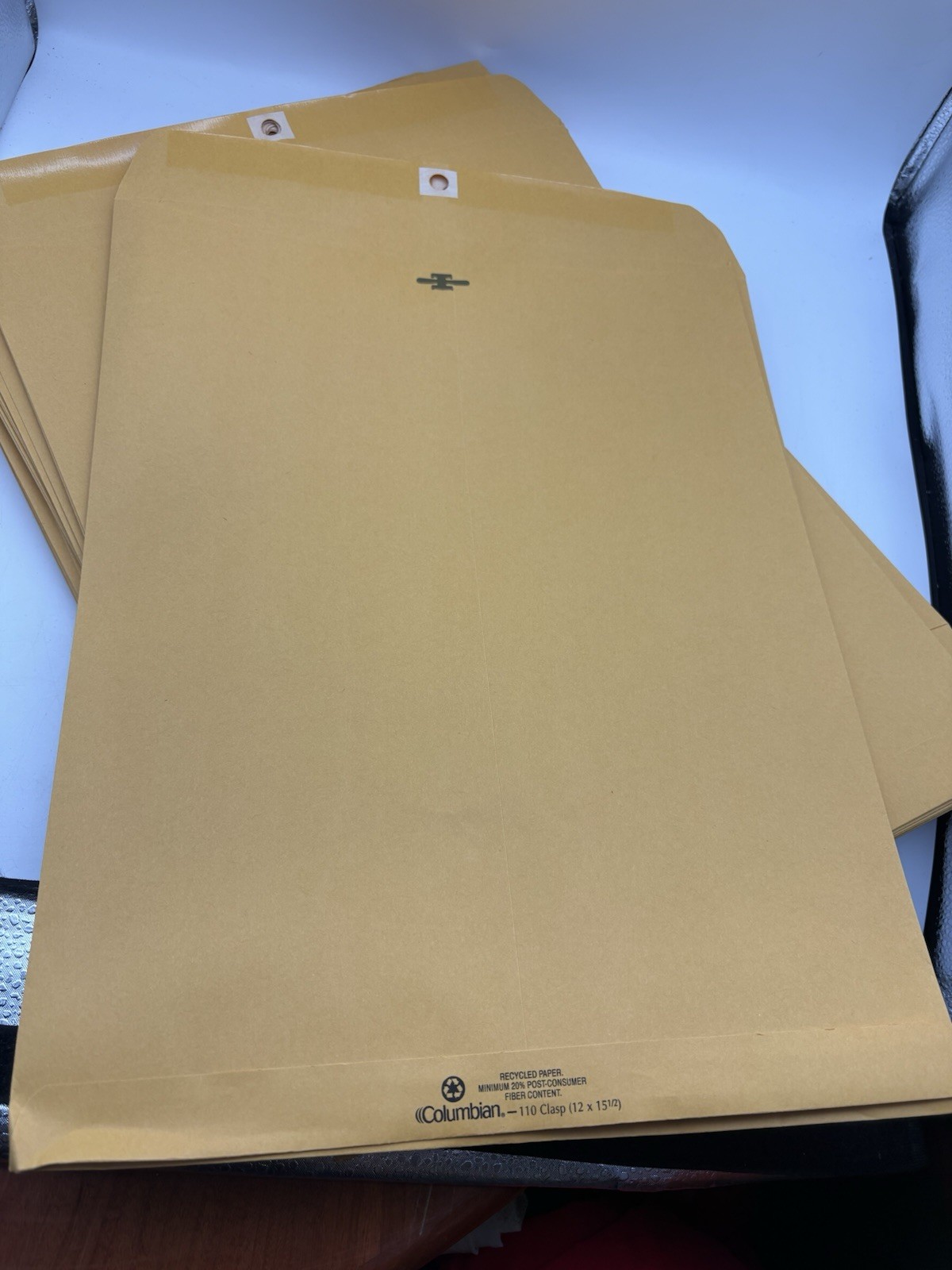 Lot Of 161 12 x 15-1/2 Clasp Envelopes, and Gummed 12 x 15.5, Kraft Manila