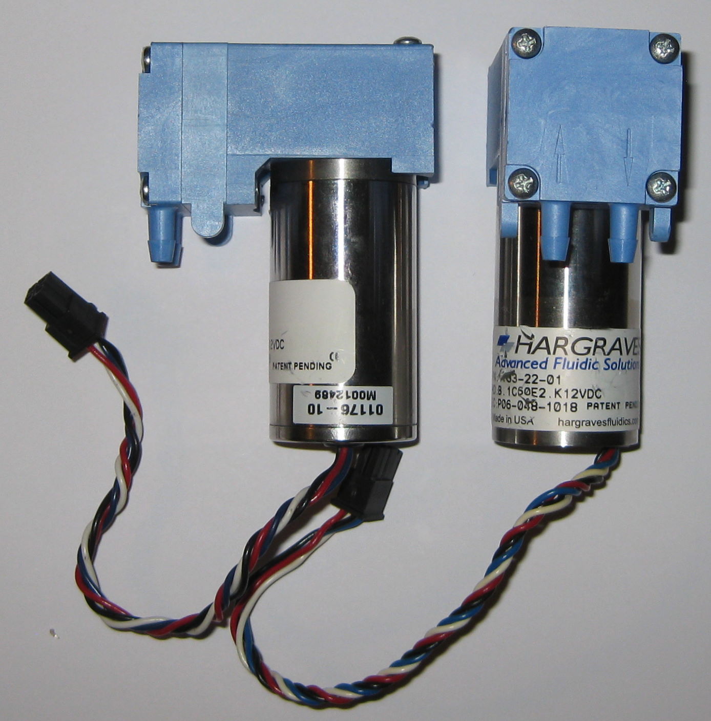 2 X Mini Diaphragm Single Head Air and Gas Hargraves Pump – 6 l/min – 12 V DC