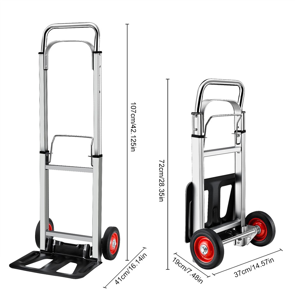 400 Lbs Aluminum Hand Truck 2 in 1 Heavy Duty Convertible Folding Dolly Cart USA