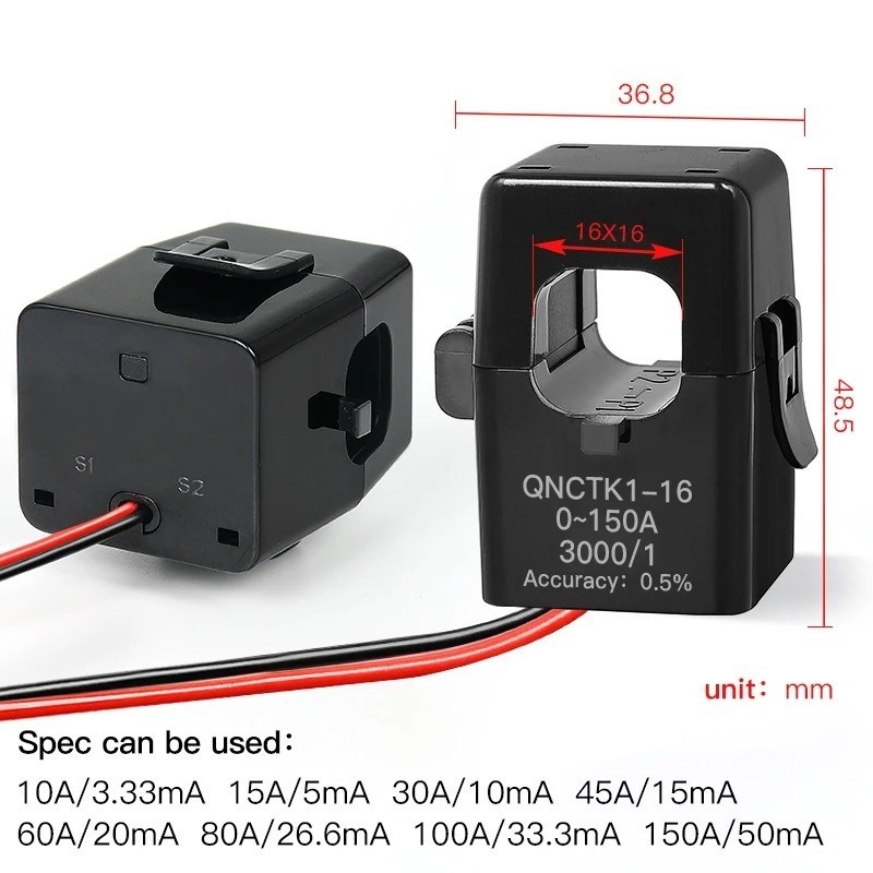 Current Transformer Split Core Clamp CT Sensor QNCTK1 5A 10A 50A 100A Range