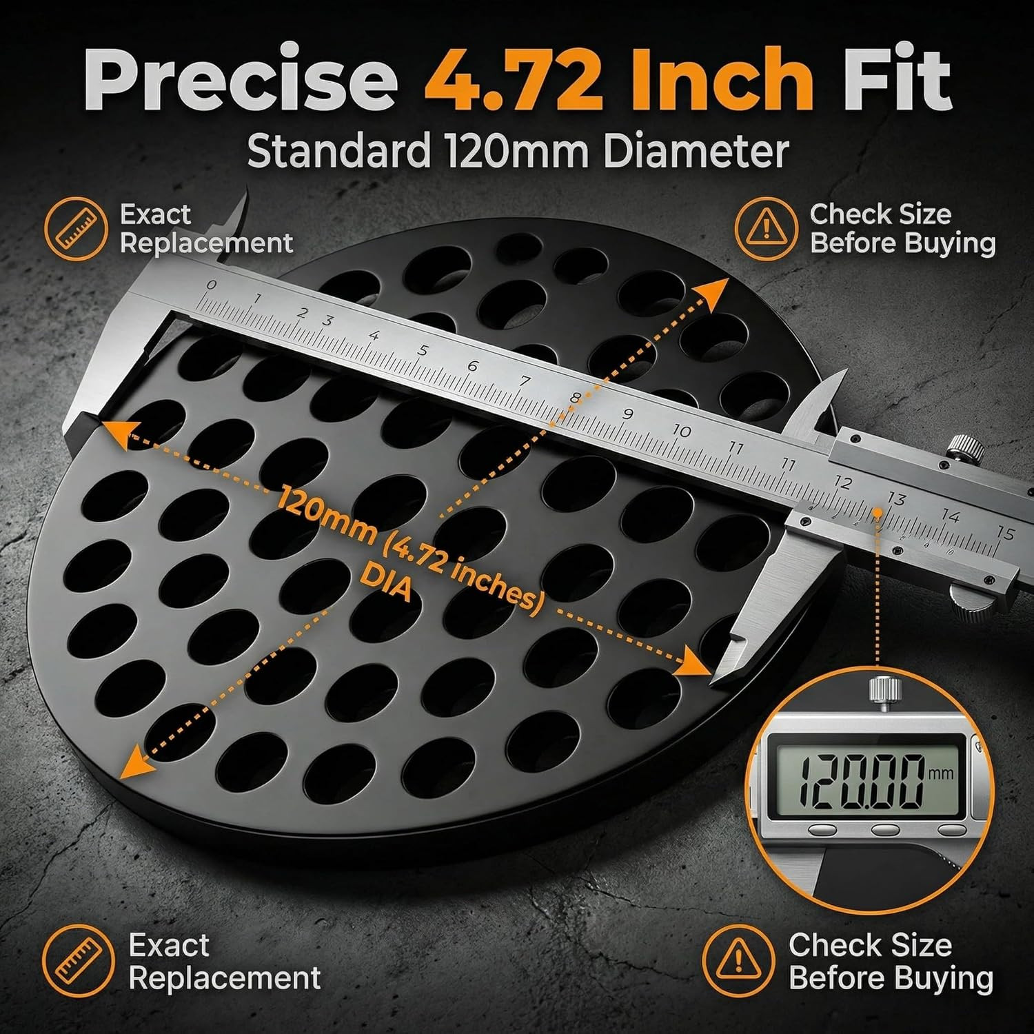 4.72 Inch (120mm) Round Cast Iron Floor Drain Cover, Garage Drain Cover, Basemen