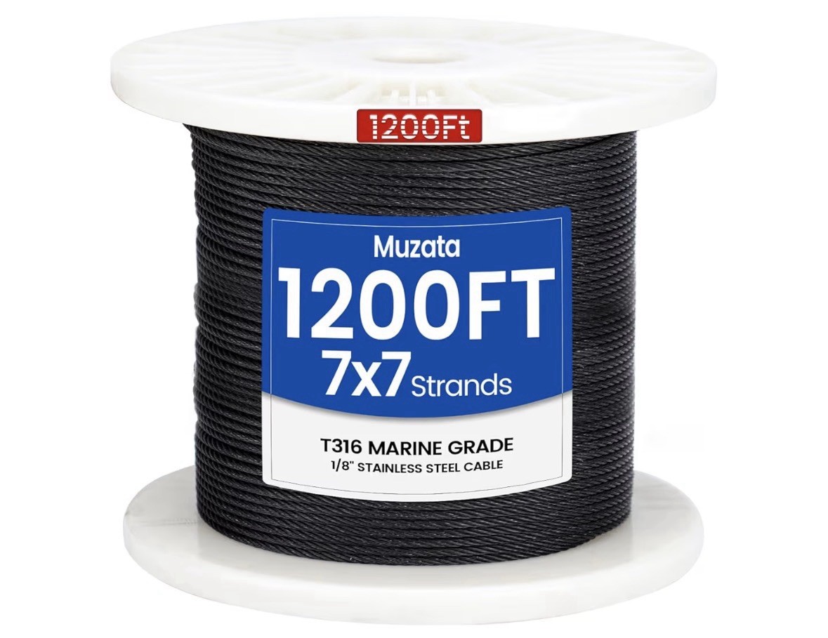 Muzata 1200 ft 1/8″ Black Stainless Steel Cable Railing System Hardware T316 New