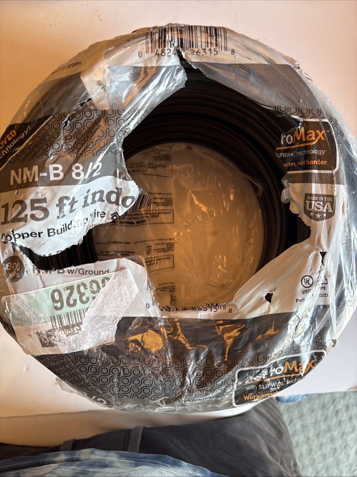 125 ft. 8/2 Black Stranded CerroMax SLiPWire Copper NM-B Wire