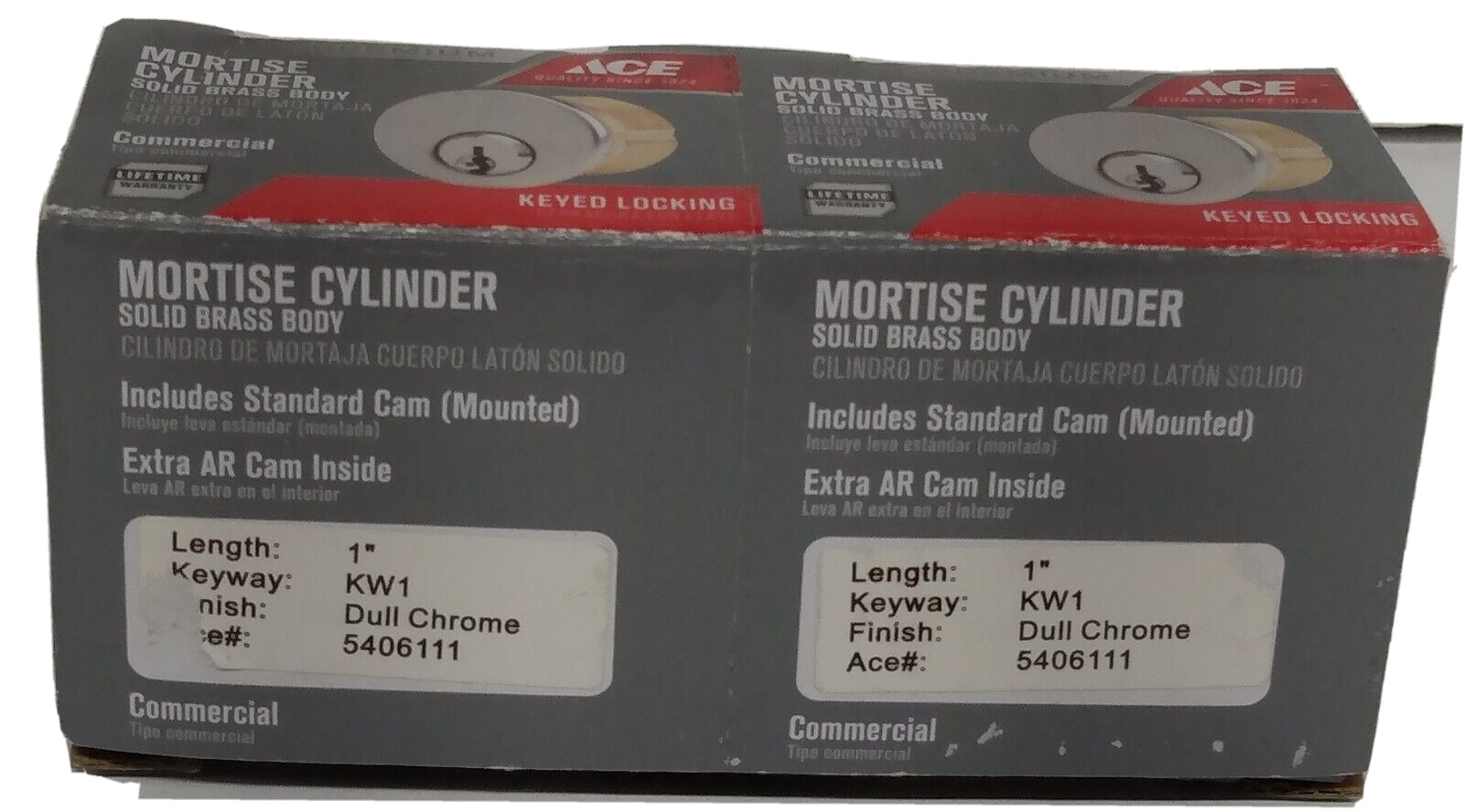 LOT OF 2 MORTISE CYLINDER 1″ KW1 DC ……………………5F