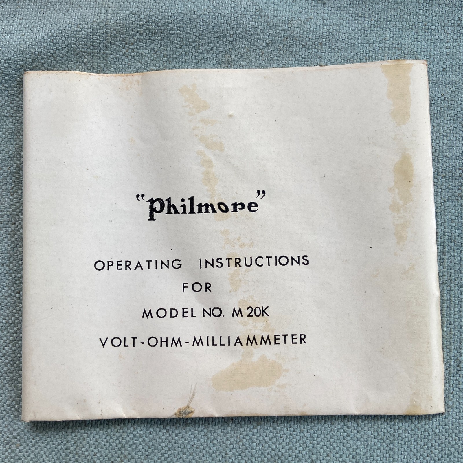 Philmore M20K Multitester 20,000 Ohms Made Japan Inwood NY Parts Box Manual VTG