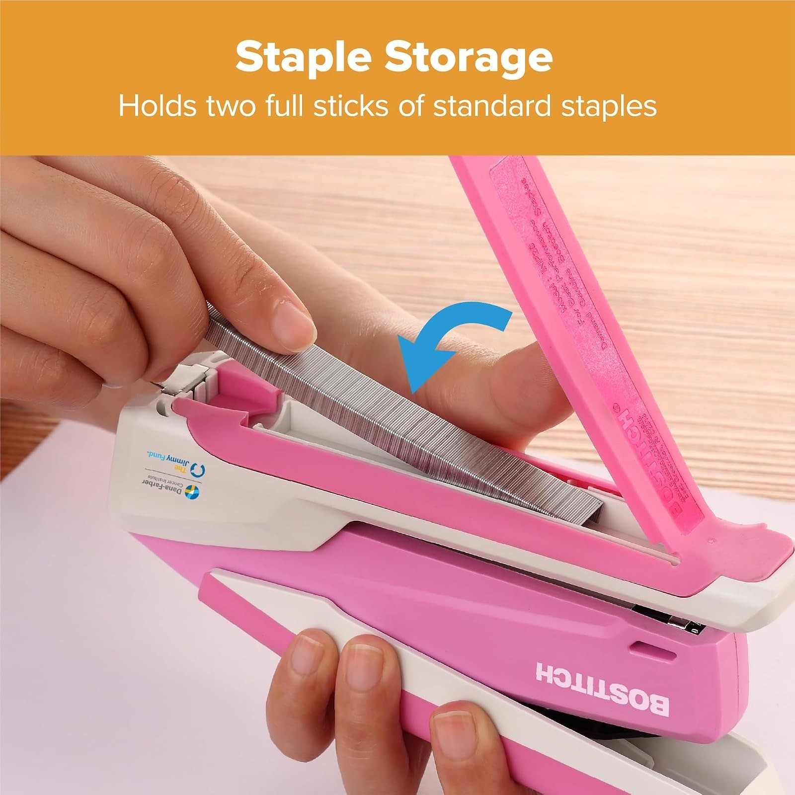 Bostitch Office InPower Spring-Powered Stapler, 20 Sheet Capacity, Pink