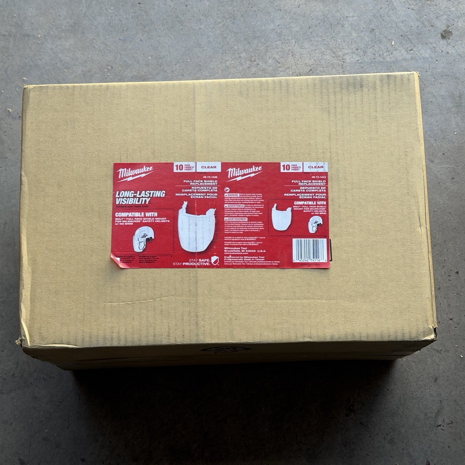 Milwaukee 48-73-1445 Clear Face Shield Replacement Lenses 10 Pak No-brim Helmet