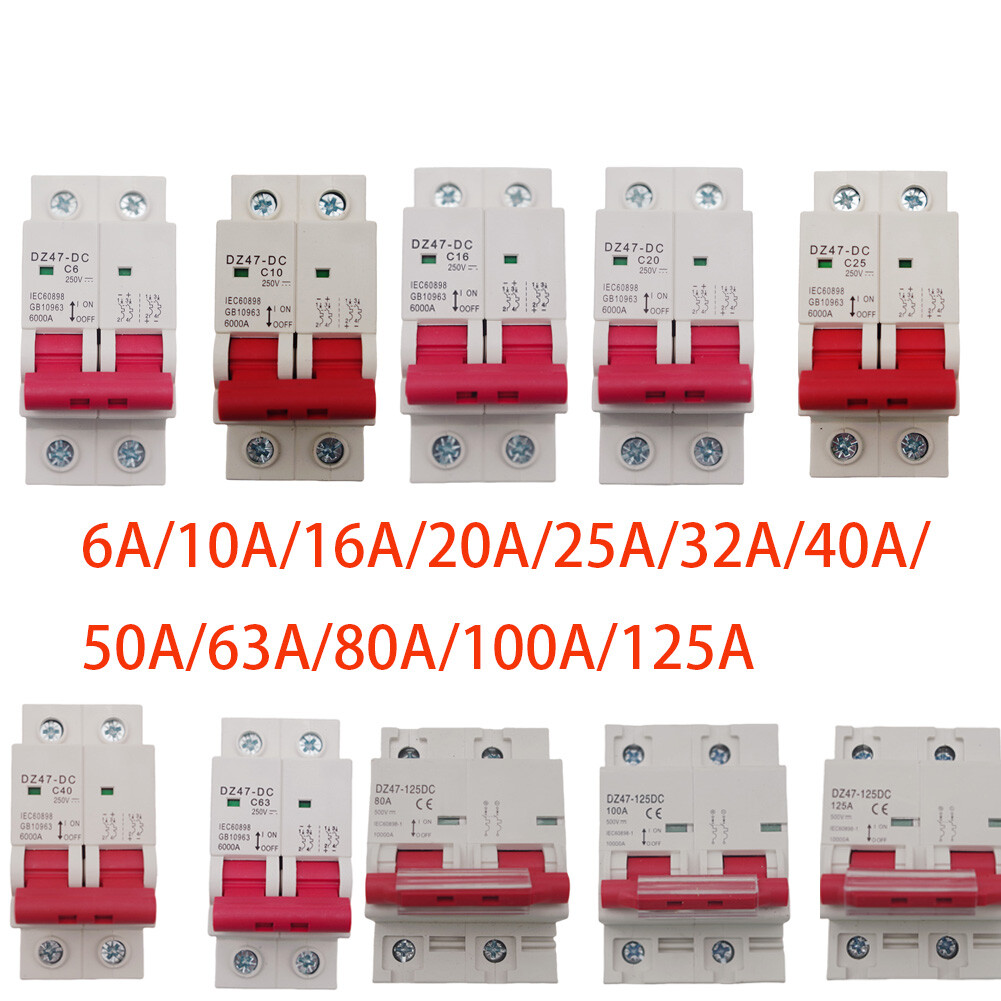 6-125Amp 1P 2Pole Miniature Mini Circuit Breaker DC MCB Din Rail Air Switch 220V