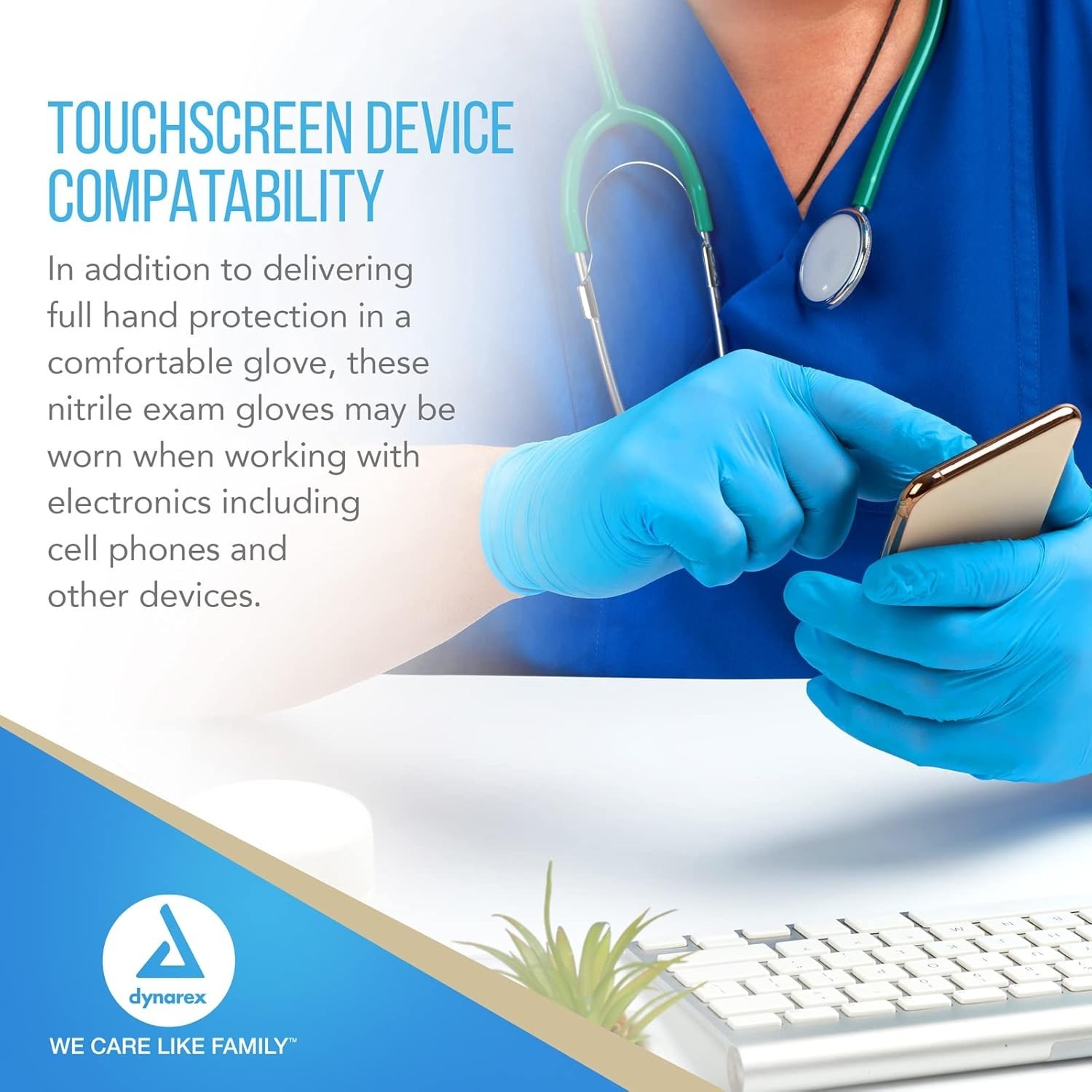 Dynarex Safe Touch Nitrile Exam Gloves, Powder Free