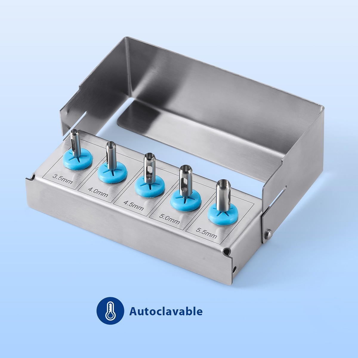 5 Pcs Dental Implant Tissue Punch Kit set Surgical Surgery With Box Holder