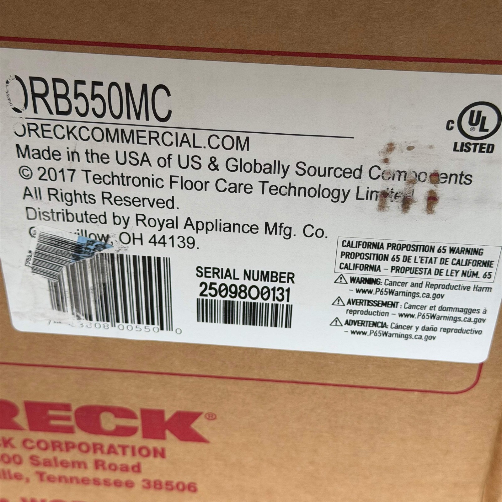 ORECK COMMERCIAL ORBITER HARD FLOOR CLEANER MACHINE GRAY/RED ORB550MC
