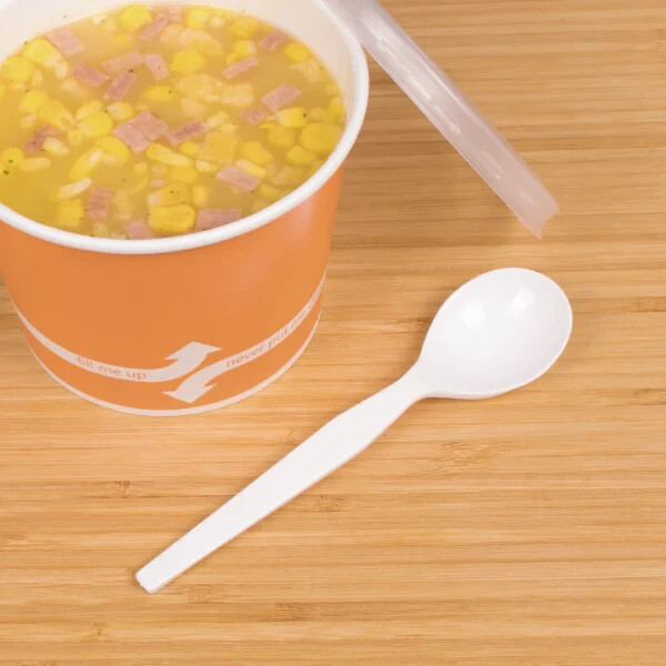 Karat PS Plastic Medium-Heavy Weight Soup Spoons Bulk Box – White – 1,000 ct
