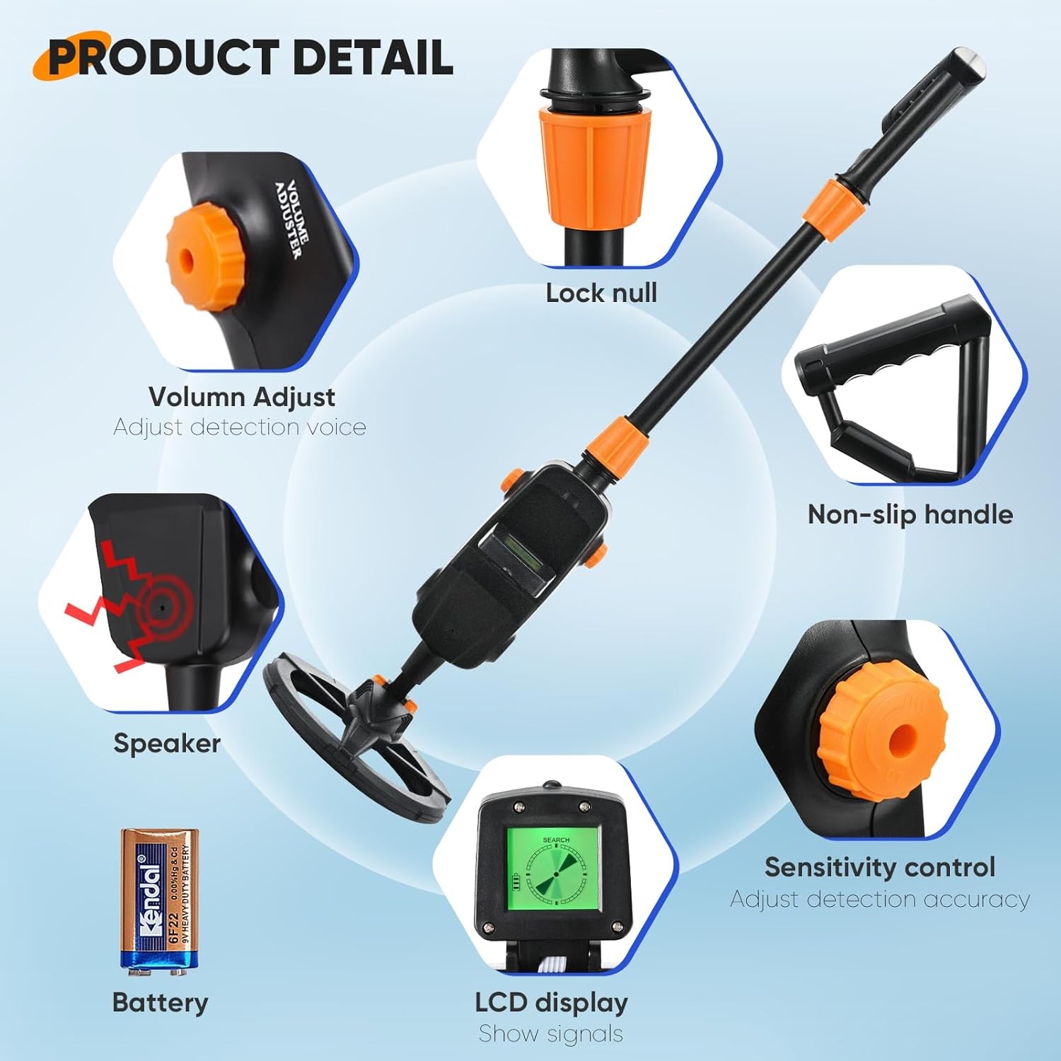 Metal Detector for Kids Lightweight Children Detector Waterproof with LCD.
