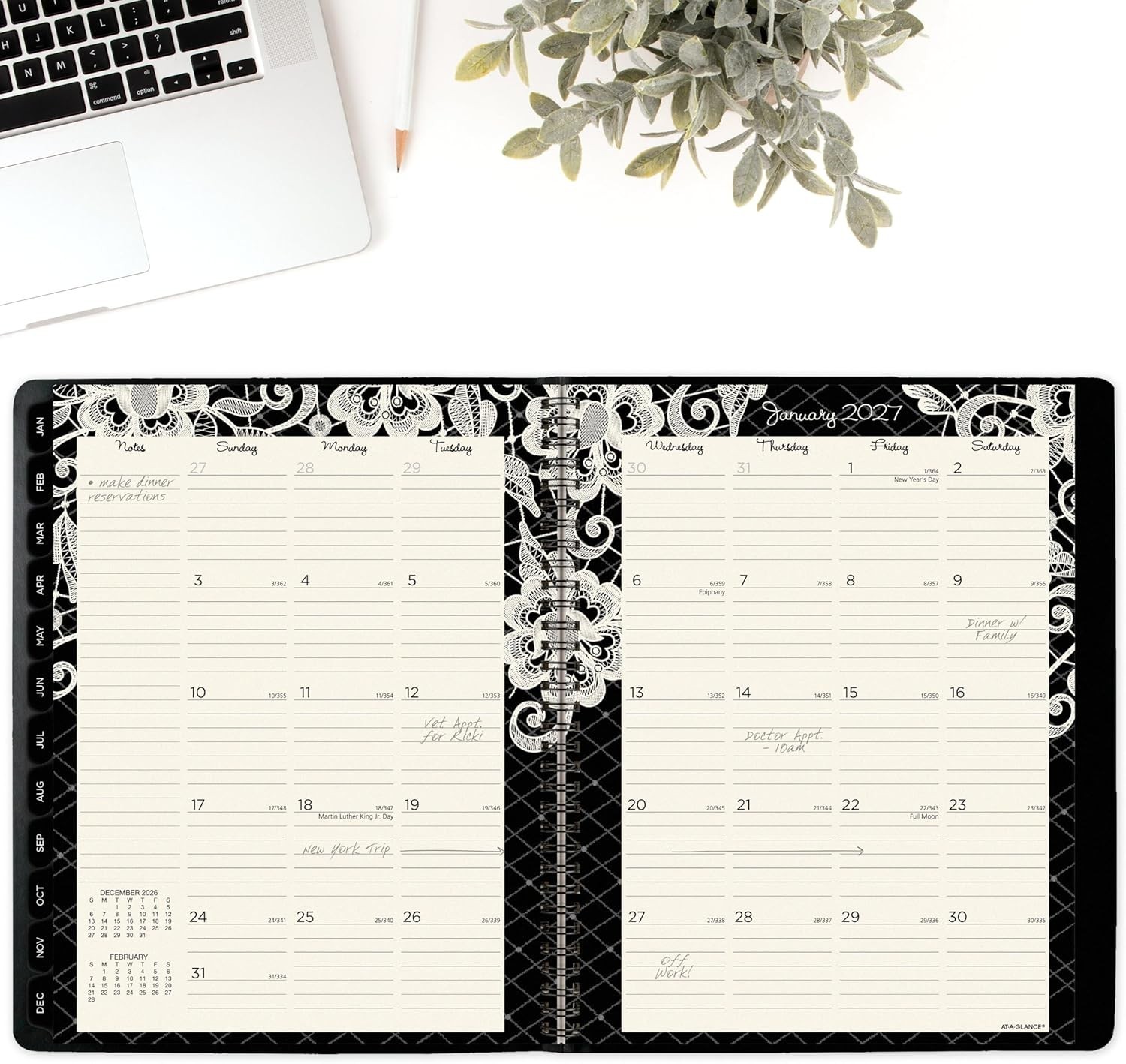 2026 Appointment Book Planner Weekly & Monthly 8.5″ x 11″ Large Hourly Lacey