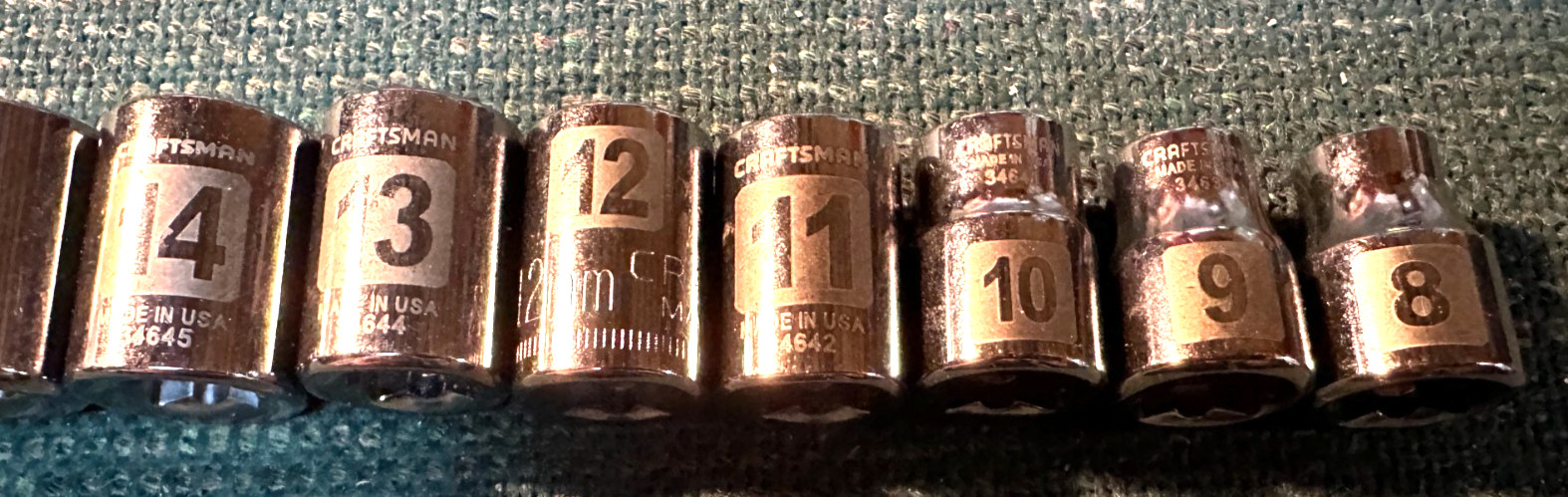 RARE 13 PC 3/8 DR 12 PT LASER-ETCHED SOCKET SET CRAFTSMAN 8-21MM USA MADE