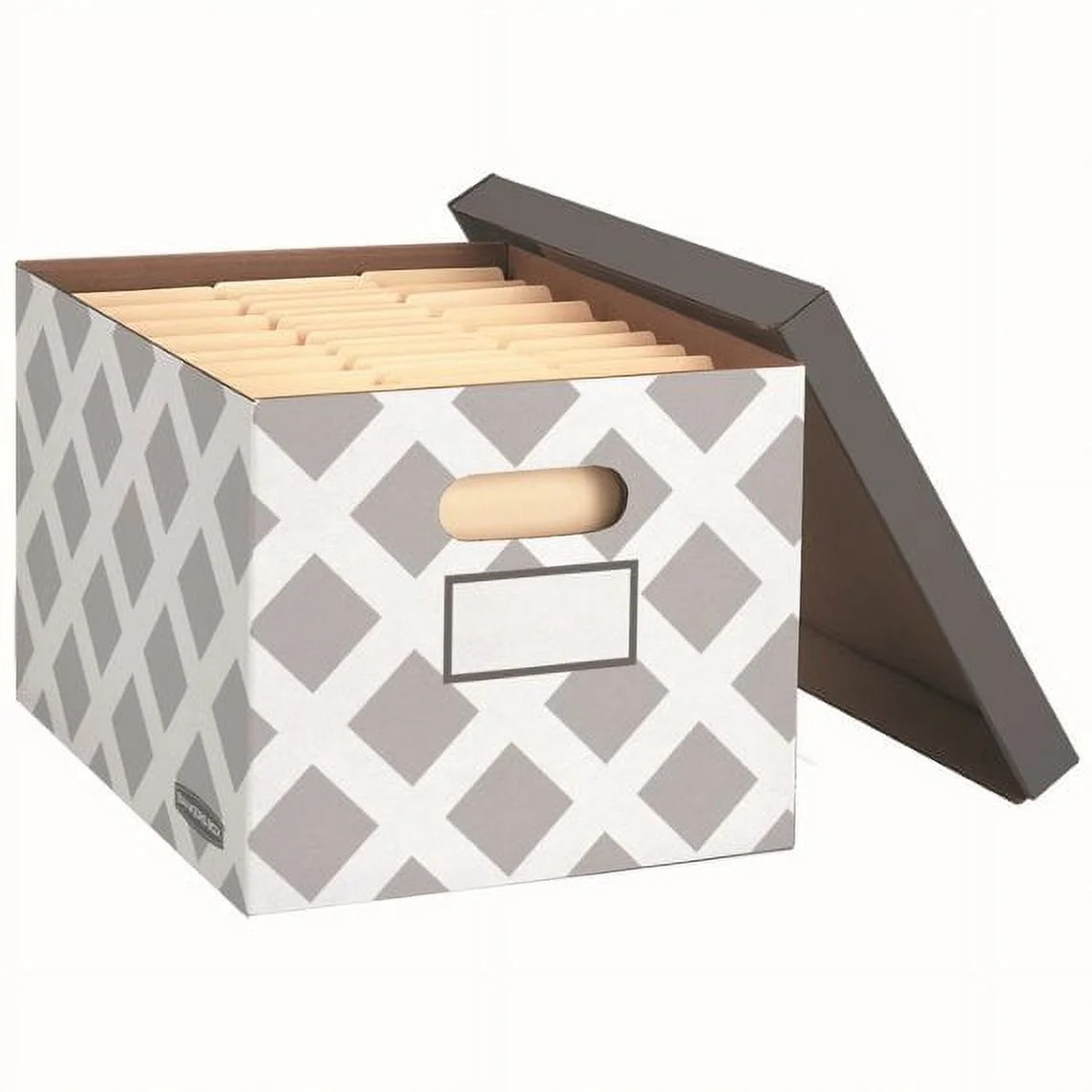 3 Pack Decorative File Storage Boxes Grey Diamond Design Letter Legal Size Lid