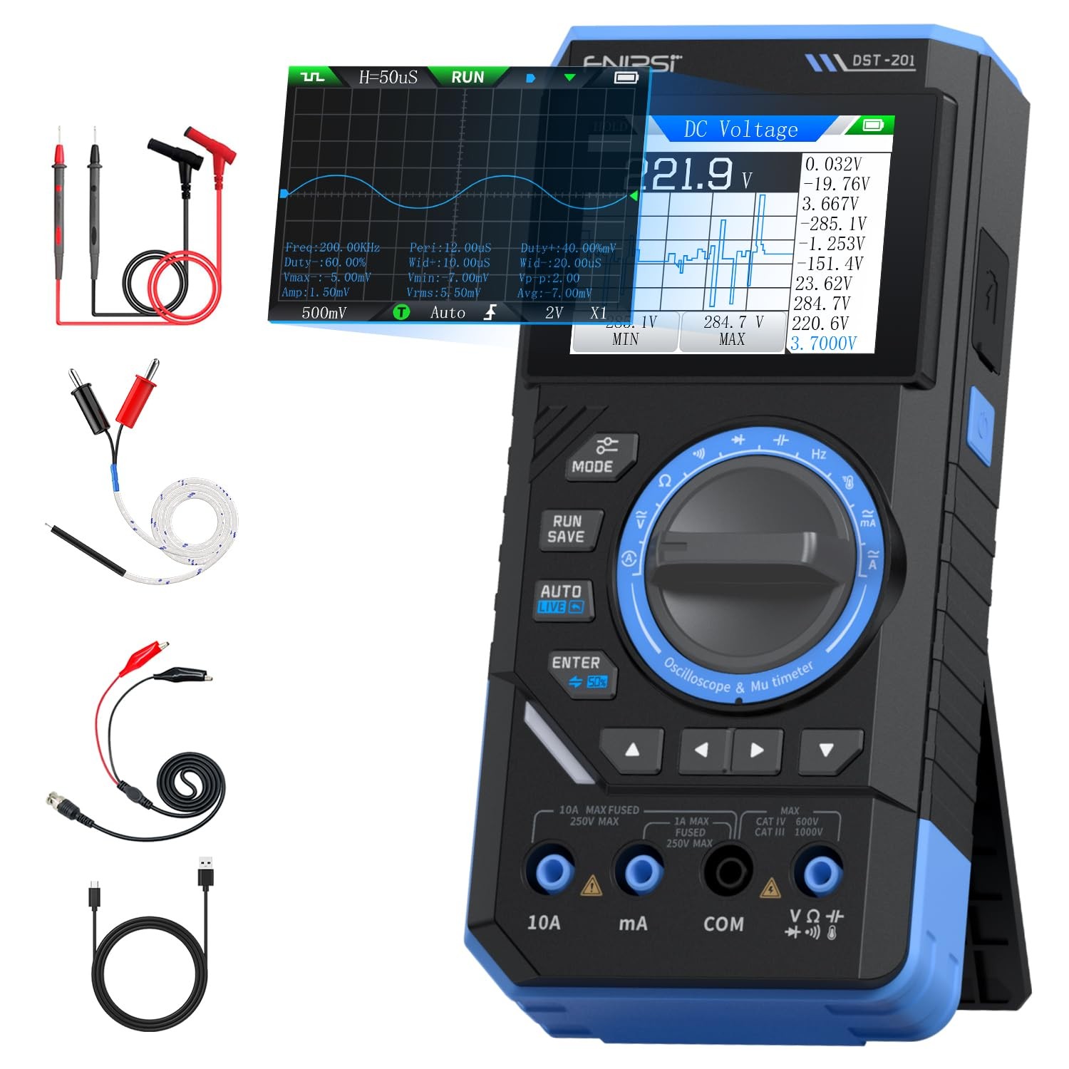 Multímetro Osciloscopio Digital 1MHz/5MSa/s Generador Señal Tester 19999 Cuentas