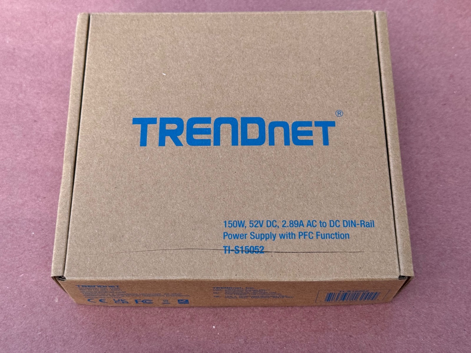 TRENDnet TI-S15052, 150W, 52V DC, 2.89A AC to DC DIN-Rail Power Supply with PFC