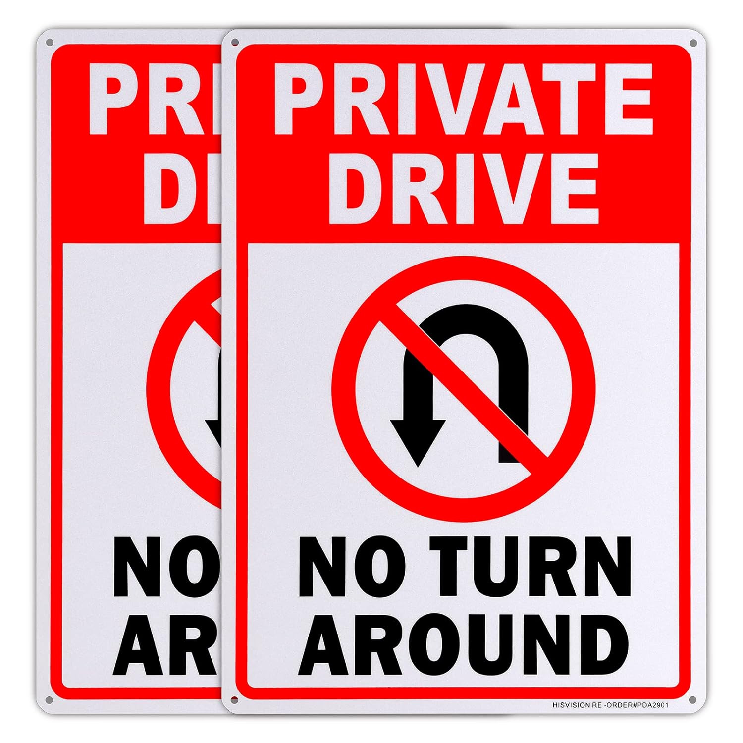 2 Pack Private Drive No Turn around Sign, 10″ X 14″ Driveway Signs No Turnaround