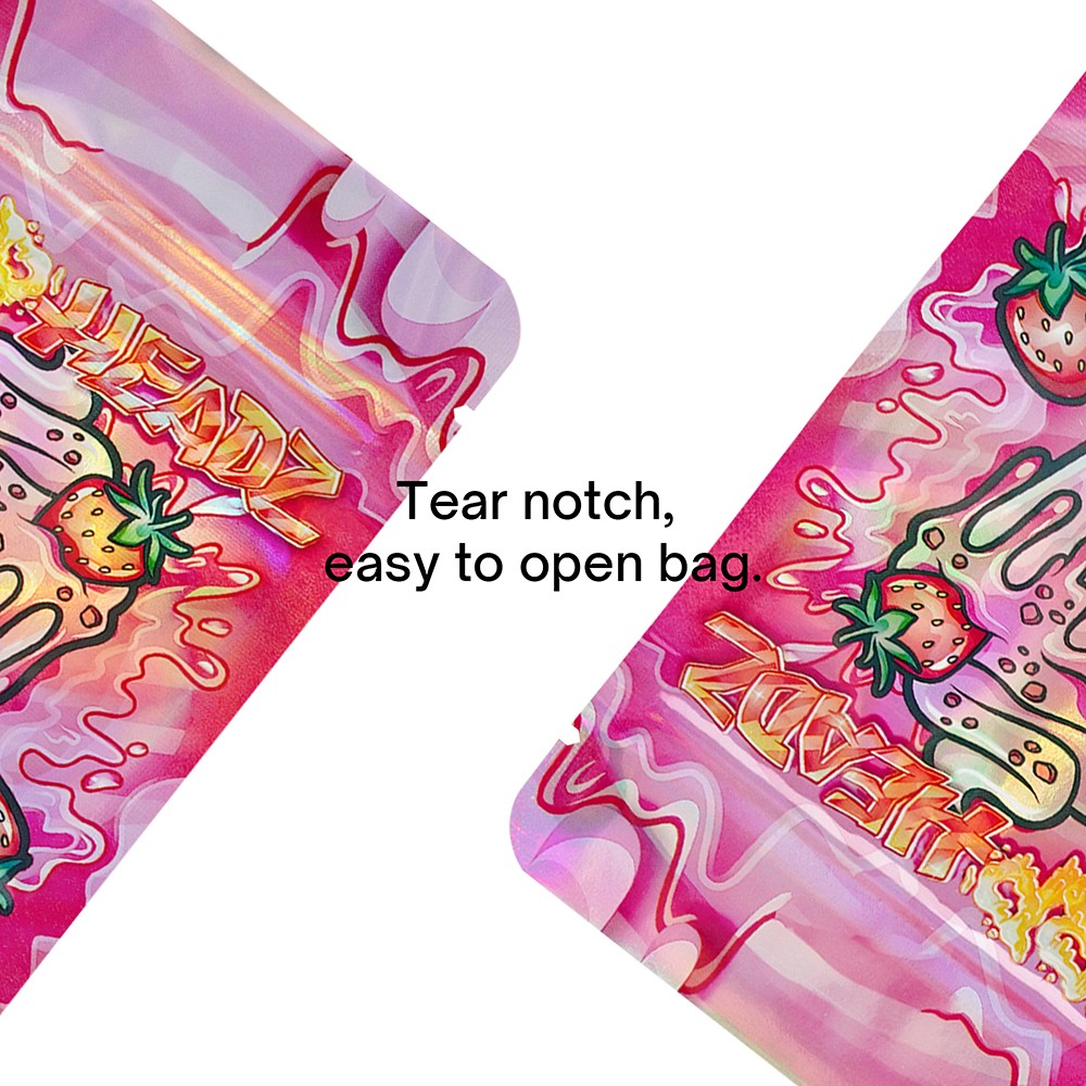 100pcs Cartoon Candy Holographic Mylar Bags 3.5g Smell Proof Zipper Pouches