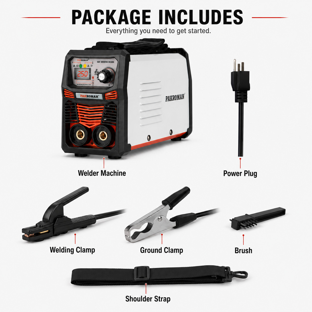 250A Portable Inverter Welder 110/127V ARC MMA Welding Machine Kit 50/60Hz