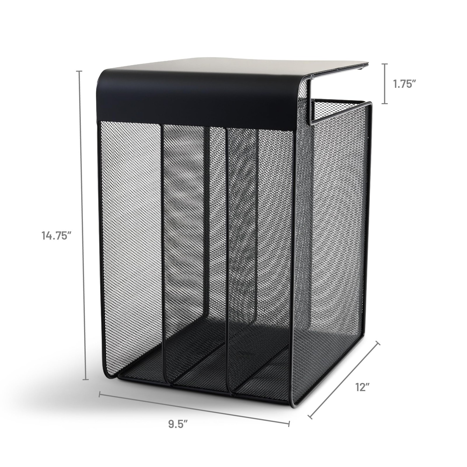 Safco Onyx Hanging Desktop Organizer 3 Vertical Trays Under-Desk Storage 3243Bl