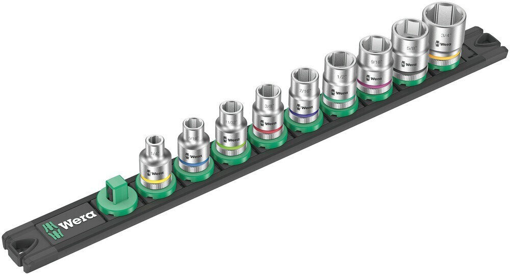 Wera Magnetic Socket Rail B1 Imperial SAE 9 Pce Set 3/8 Drive 05005450001