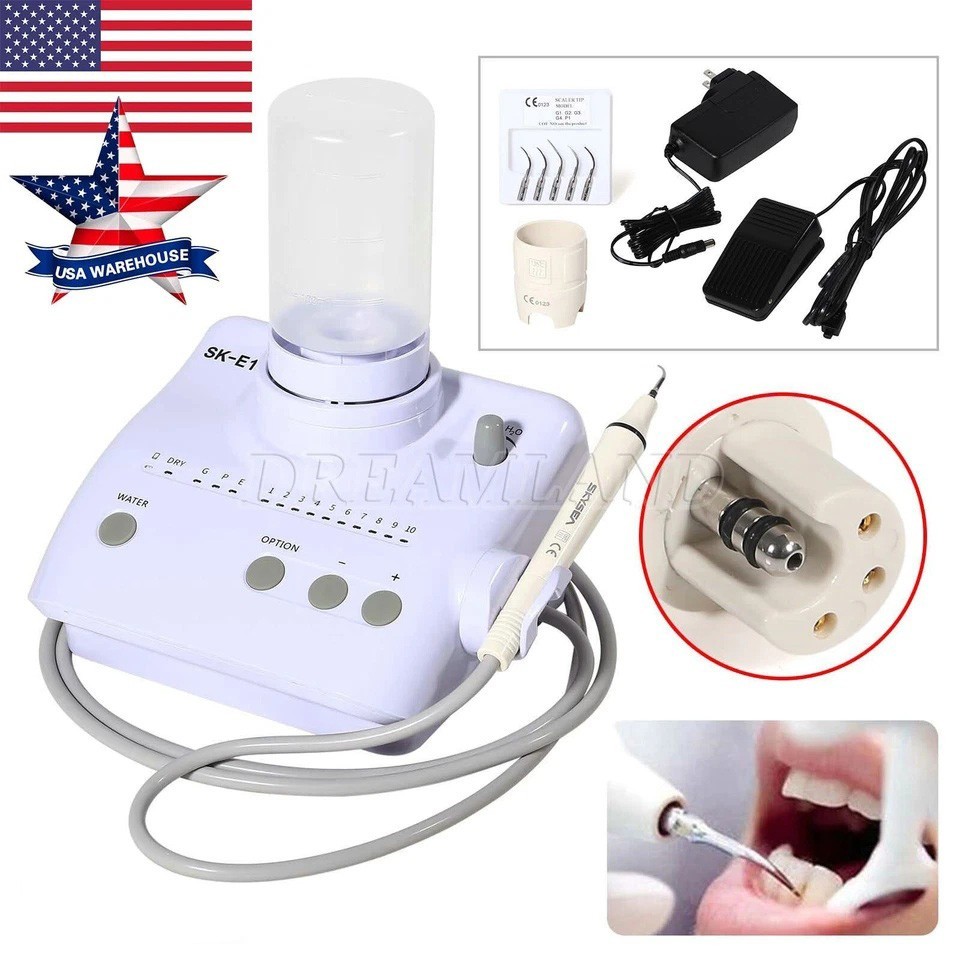 US Cavitron Dental Ultrasonic Scaler fit EMS + LED Handpiece+Tips+Bottle SK-A8