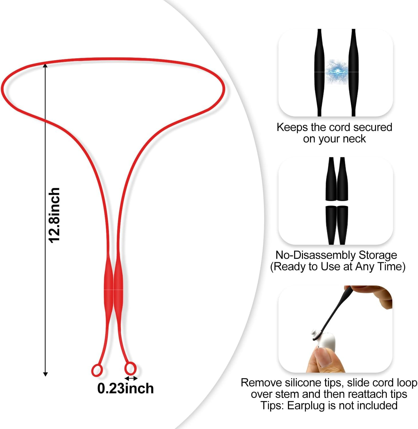 Magnetic Earplug Lanyard, Anti-Loss Earplug Cord Compatible with Loop Earplugs,