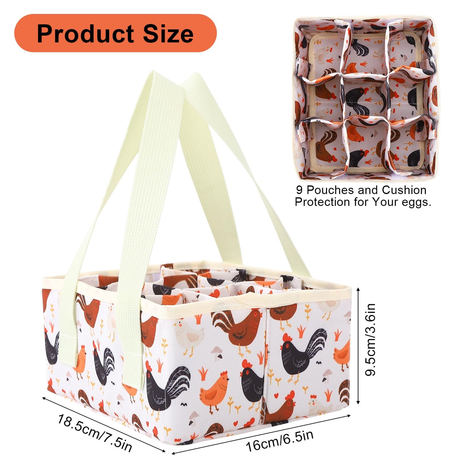 Egg Collecting Basket Wire Chicken Farm Poultry Gathering Holder 9 Pouch