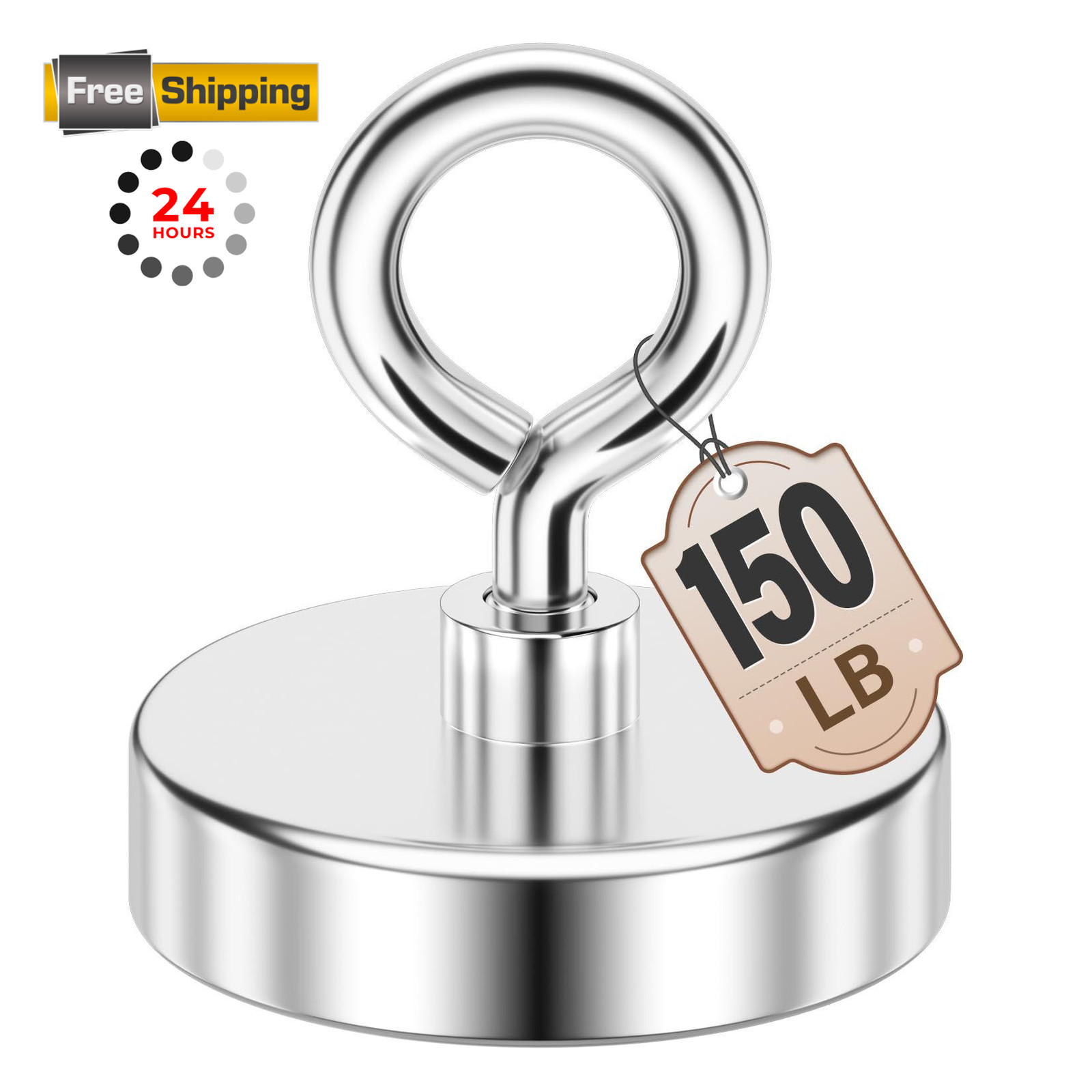 FINDMAG Neodymium Magnets, 150 LBS Strong Magnet 1.42 inches (36mm), Silver