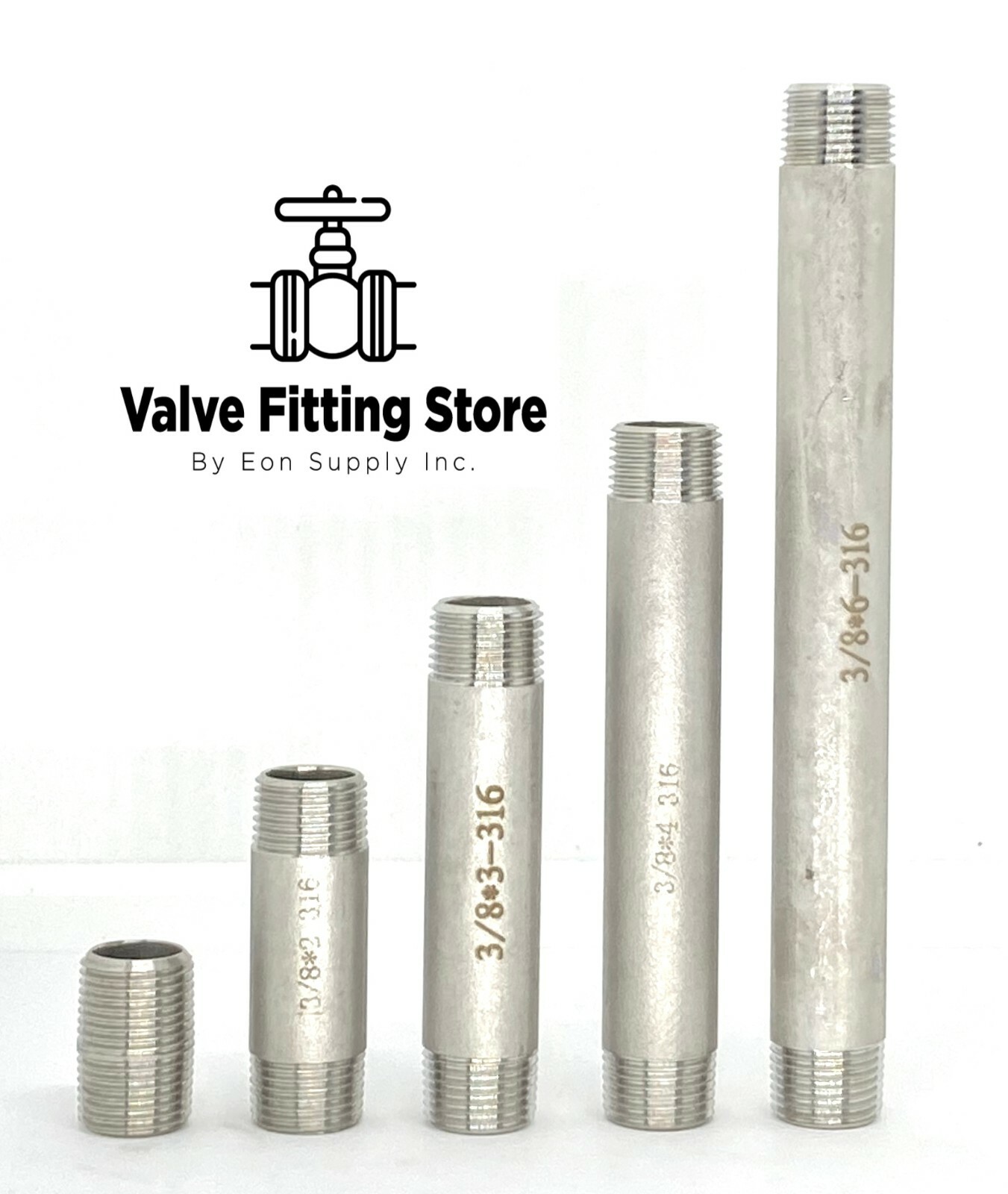 3/8″ inch Long PIPE NIPPLE NPT Stainless Steel 316 ALL Length Barrel Nipple MNPT