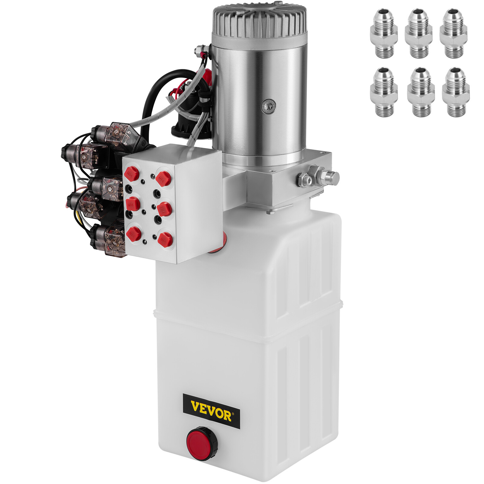 VEVOR 6 Way Hydraulic Pump 12V 6 Quart Double Acting Dump Trailer Control Kit