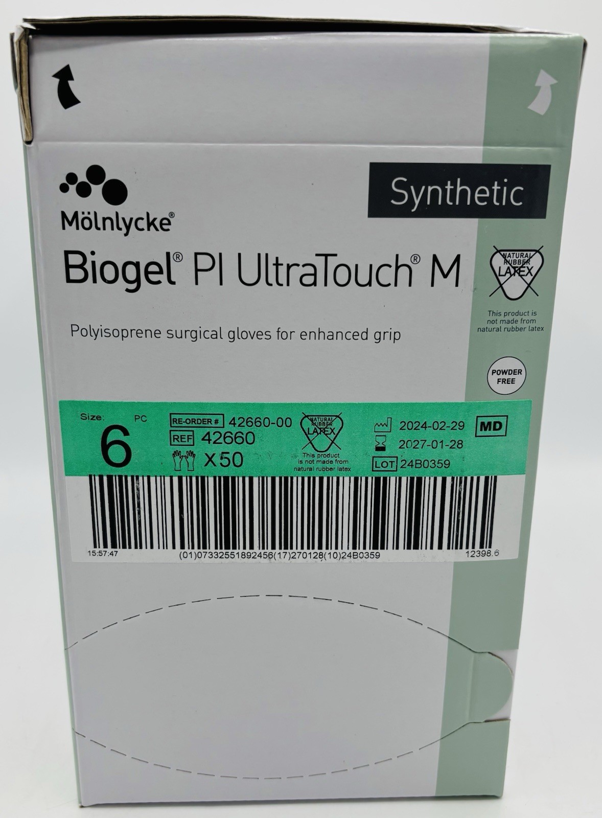 NEW 200 Size 6 ‘Mölnlycke’ Biogel PI UltraTouch M Surgical Gloves (EXP. 01/2027)