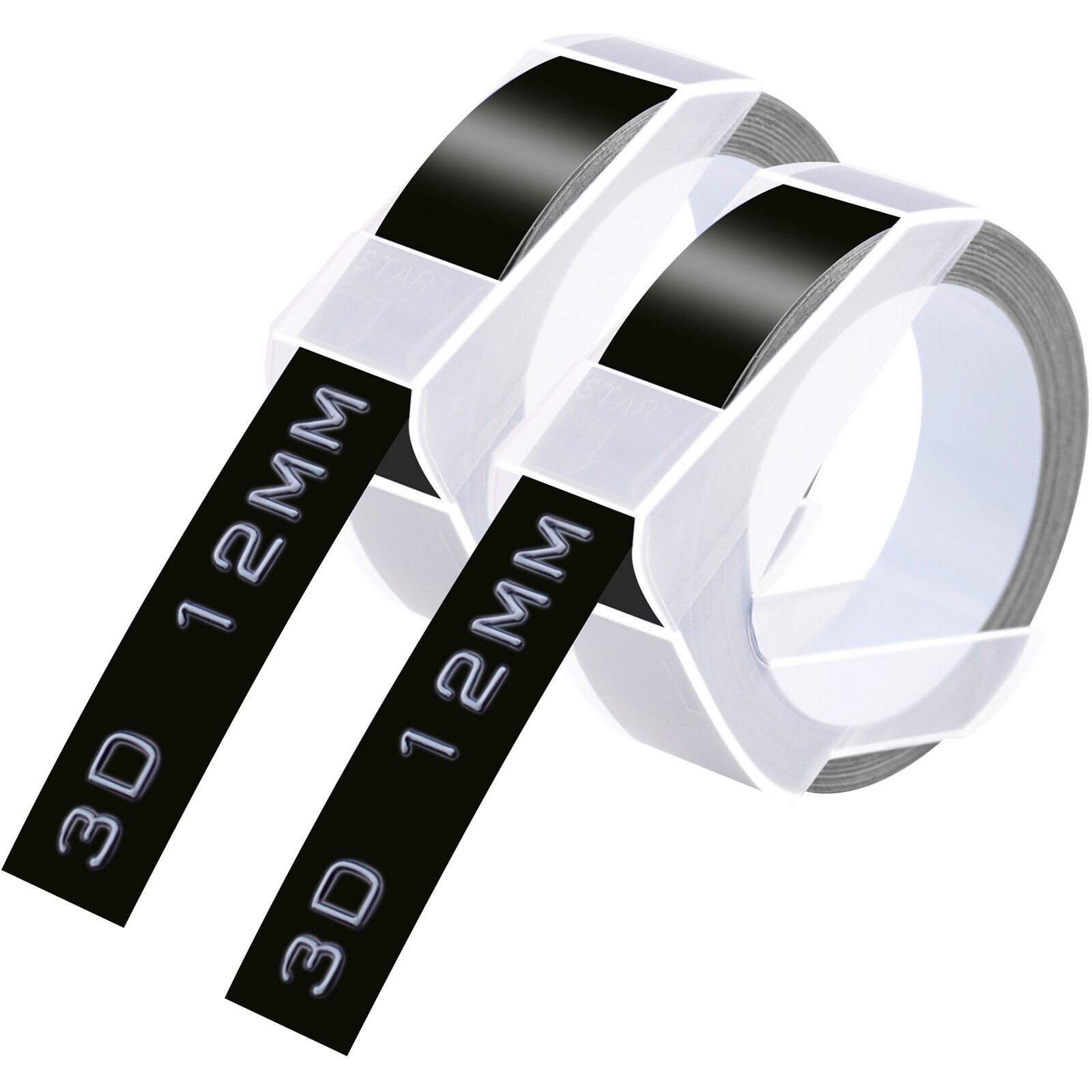 2PK For DYMO 3D Embossing Label Tape Organizer Xpress A521209 White/Black 12mm