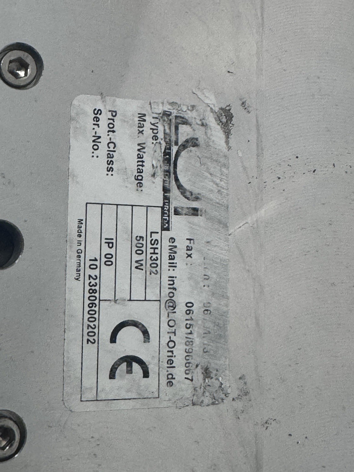 LOT ORIEL LSE340 / 850.27B ULTRAVIOLET LIGHT LSH302 500W IP 00 Quantum Design